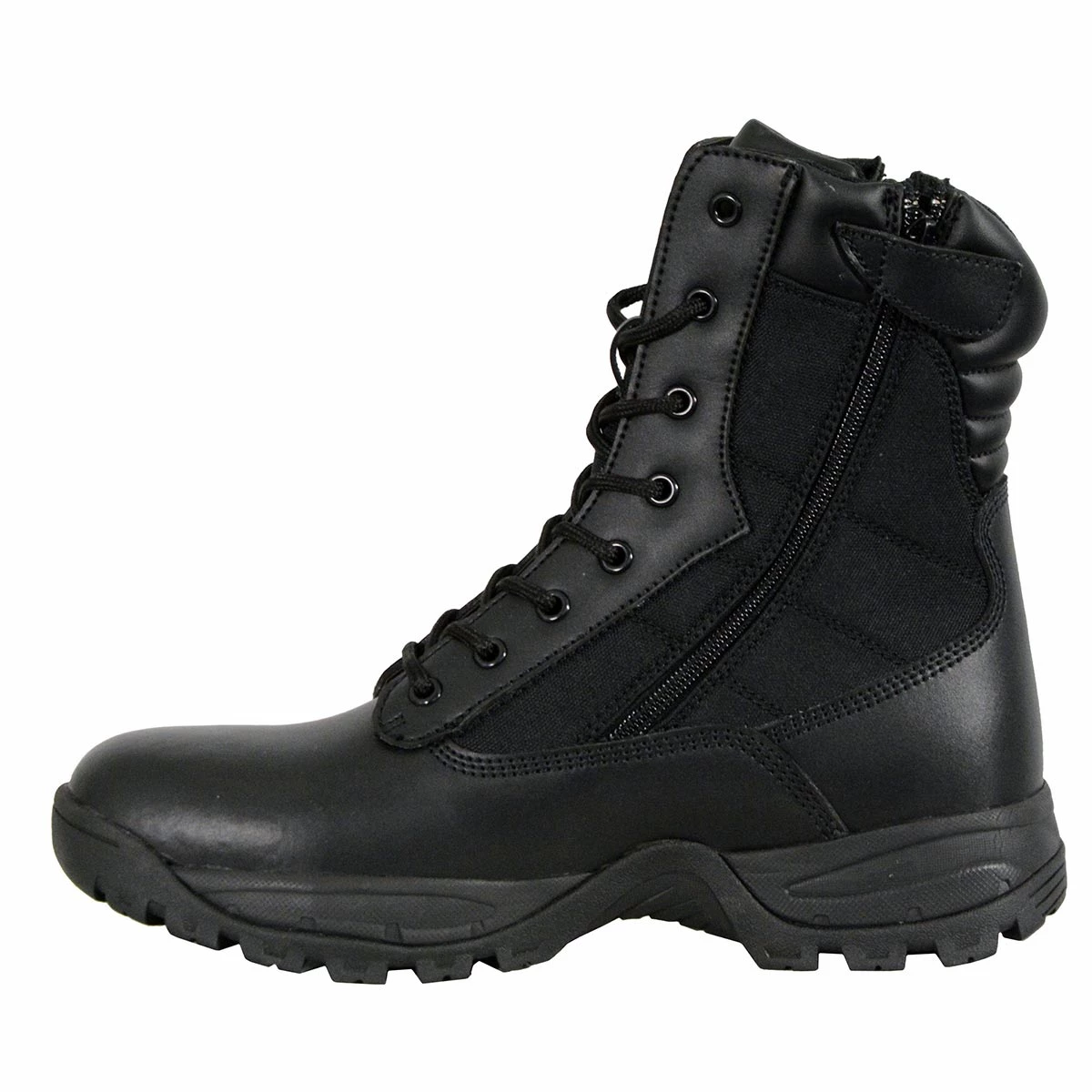 Milwaukee Performance Milwaukee Leather MBM9110 Men's 9in Black Leather Lace-Up Tactical Boots With Side Zippers Riding Gear