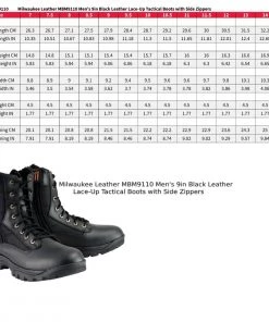 Milwaukee Performance Milwaukee Leather MBM9110 Men's 9in Black Leather Lace-Up Tactical Boots With Side Zippers Riding Gear