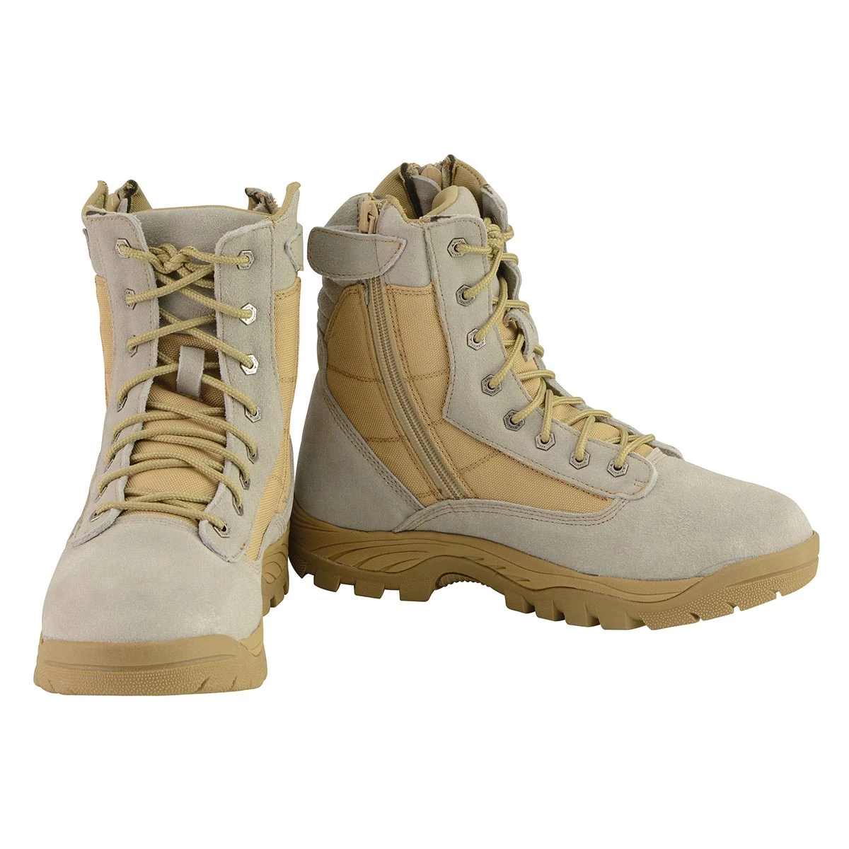 Milwaukee Leather MBM9111 Men's Lace-Up Desert Sand 9-Inch Leather Tactical Boots With Side Zippers