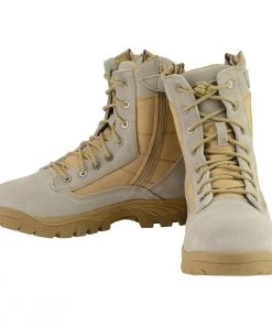 Milwaukee Leather MBM9111 Men's Lace-Up Desert Sand 9-Inch Leather Tactical Boots With Side Zippers