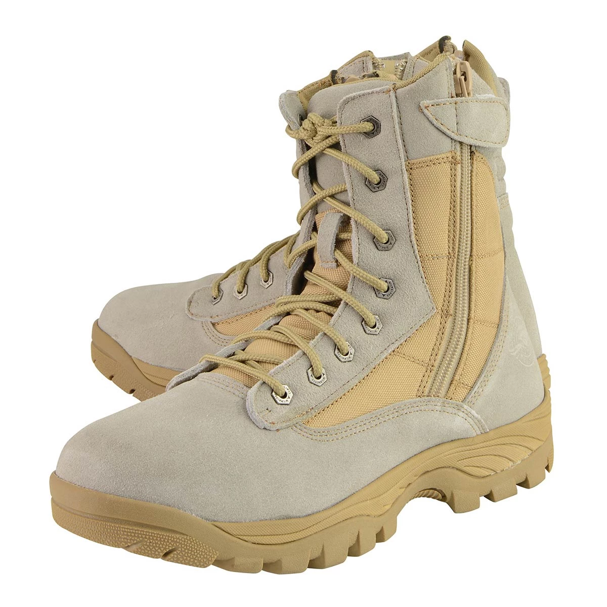 Milwaukee Leather MBM9111 Men's Lace-Up Desert Sand 9-Inch Leather Tactical Boots With Side Zippers