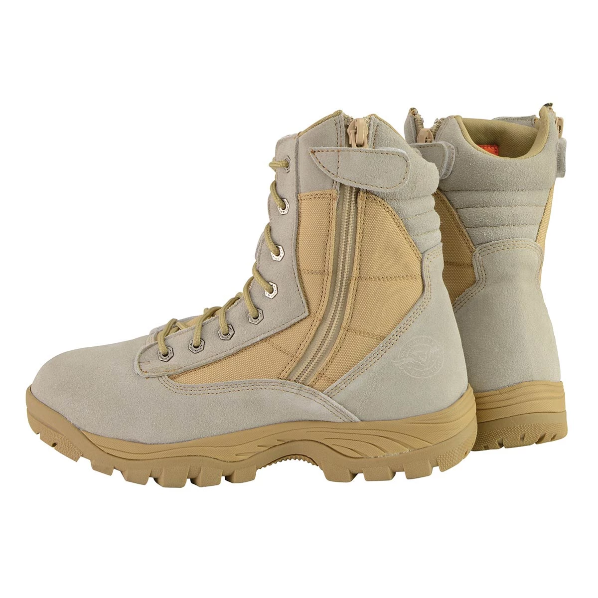 Milwaukee Leather MBM9111 Men's Lace-Up Desert Sand 9-Inch Leather Tactical Boots With Side Zippers