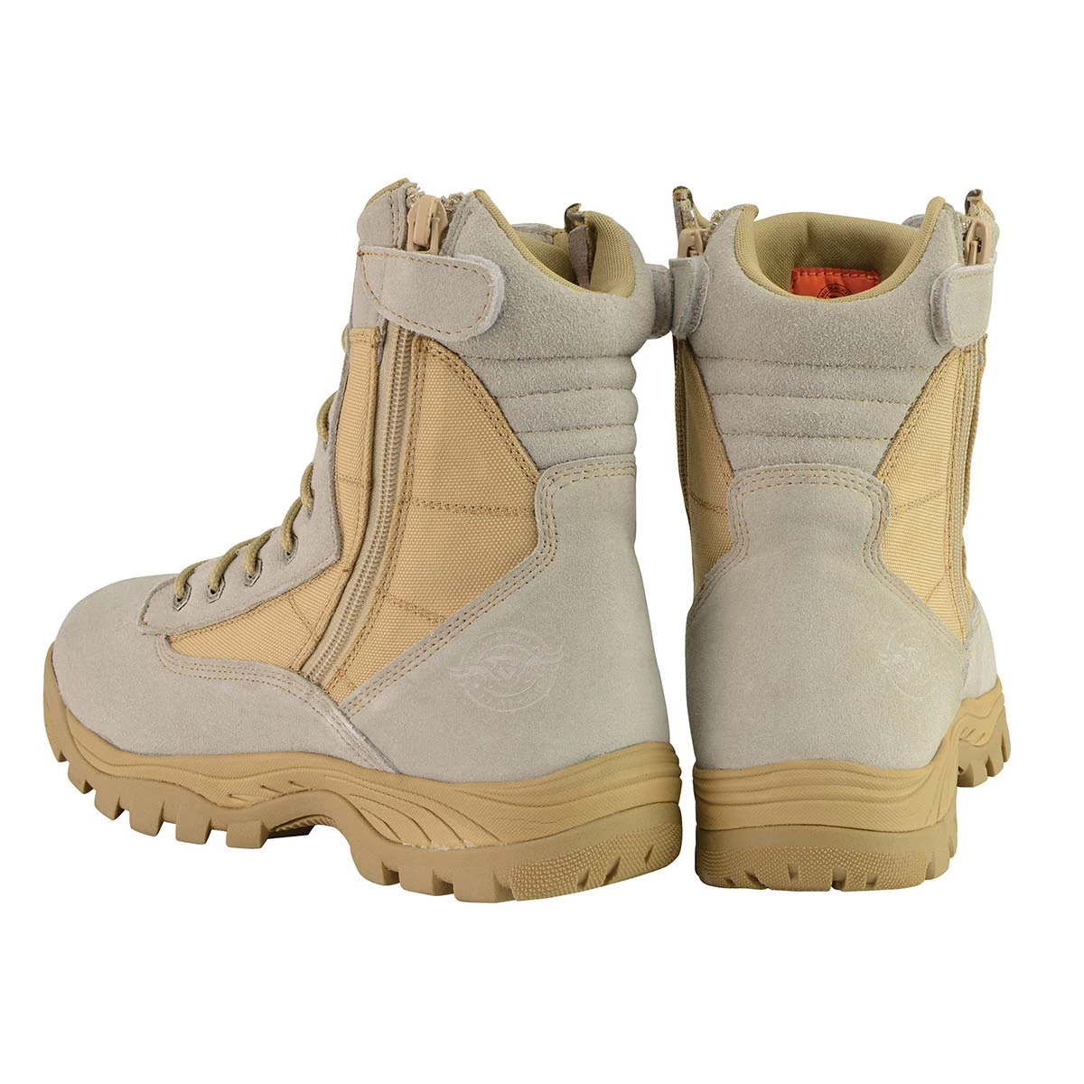 Milwaukee Leather MBM9111 Men's Lace-Up Desert Sand 9-Inch Leather Tactical Boots With Side Zippers