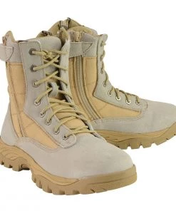 Milwaukee Leather MBM9111 Men's Lace-Up Desert Sand 9-Inch Leather Tactical Boots With Side Zippers