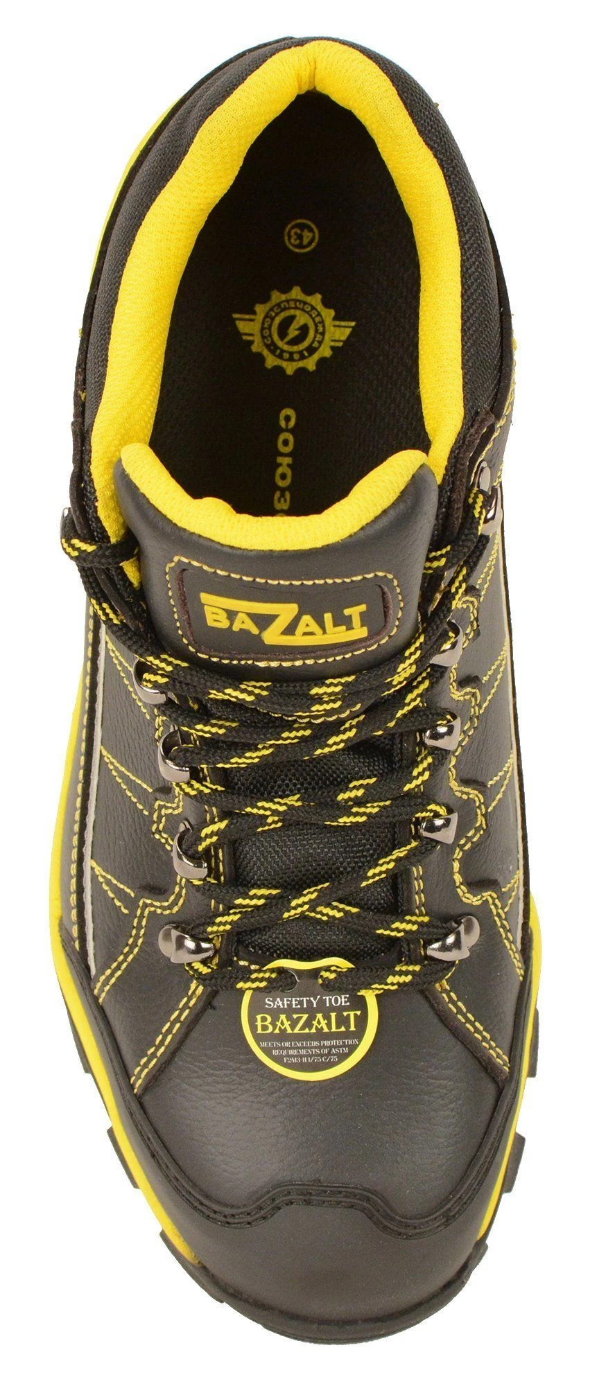Bazalt MBM9121ST Men's Black And Yellow Water And Frost Proof Leather Outdoor Shoes With Composite-Toe