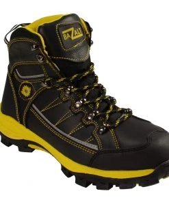 Riding Gear Bazalt MBM9123ST Men's Black With Yellow Water And Frost Proof Leather Boots With Composite-Toe
