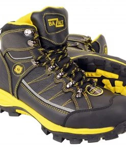 Riding Gear Bazalt MBM9123ST Men's Black With Yellow Water And Frost Proof Leather Boots With Composite-Toe