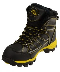 Bazalt MPM9124 Men's Faux Fur Lined Black With Yellow Water And Frost Proof Leather Outdoor Boots