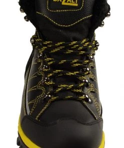 Bazalt MPM9124 Men's Faux Fur Lined Black With Yellow Water And Frost Proof Leather Outdoor Boots