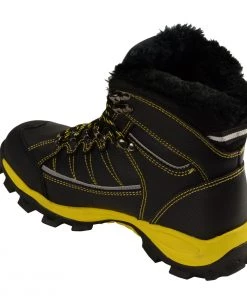Bazalt MPM9124 Men's Faux Fur Lined Black With Yellow Water And Frost Proof Leather Outdoor Boots