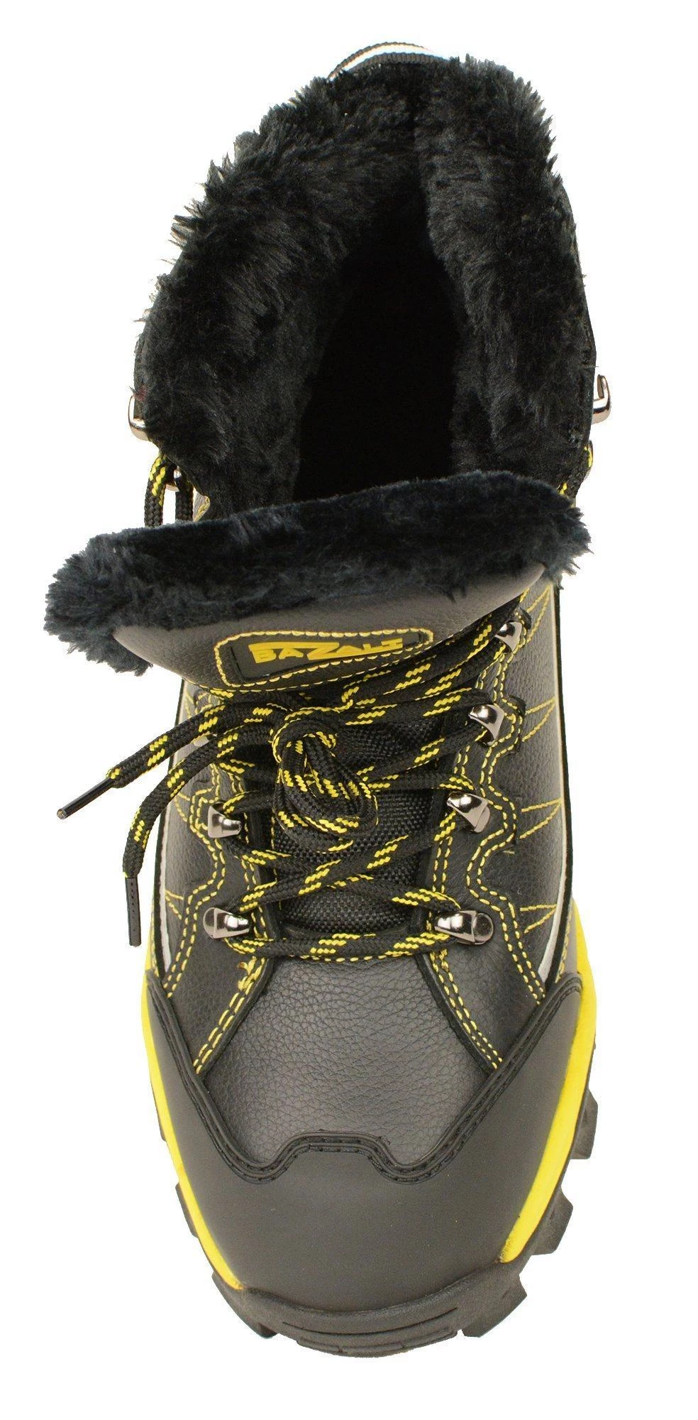 Bazalt MPM9124 Men's Faux Fur Lined Black With Yellow Water And Frost Proof Leather Outdoor Boots