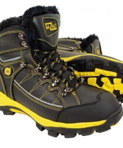 Bazalt MPM9124 Men's Faux Fur Lined Black With Yellow Water And Frost Proof Leather Outdoor Boots