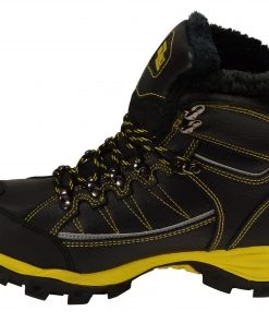 Bazalt MPM9125ST Men's Faux Fur Lined Black With Yellow Water And Frost Proof Boots With Composite-Toe Riding Gear