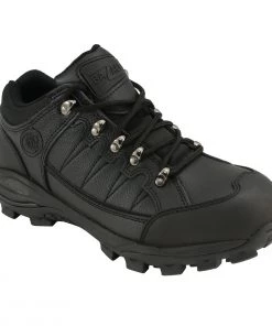 Milwaukee Leather Riding Gear Bazalt MBM9126 Men's Black Water And Frost Proof Leather Outdoor Lace-Up Shoes
