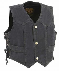 Milwaukee Leather MDK3900 Kids Classic Black Denim Side Lace Vest