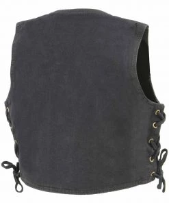 Milwaukee Leather MDK3900 Kids Classic Black Denim Side Lace Vest