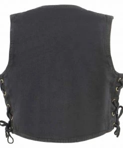 Milwaukee Leather MDK3900 Kids Classic Black Denim Side Lace Vest