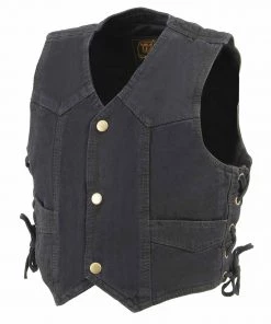 Milwaukee Leather MDK3900 Kids Classic Black Denim Side Lace Vest