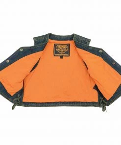 Milwaukee Leather MDK3900 Kids Classic Blue Denim Side Lace Vest Kid's Gear