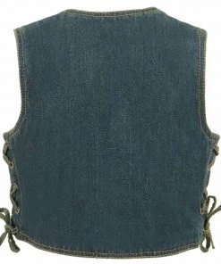 Milwaukee Leather MDK3900 Kids Classic Blue Denim Side Lace Vest Kid's Gear