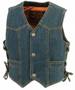 Milwaukee Leather MDK3900 Kids Classic Blue Denim Side Lace Vest Kid's Gear