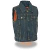 Kid's Gear Milwaukee Leather MDK3910 Blue Unisex-Child Kids Denim Snap Front Vest With Shirt Style Collar