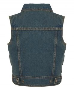 Kid's Gear Milwaukee Leather MDK3910 Blue Unisex-Child Kids Denim Snap Front Vest With Shirt Style Collar