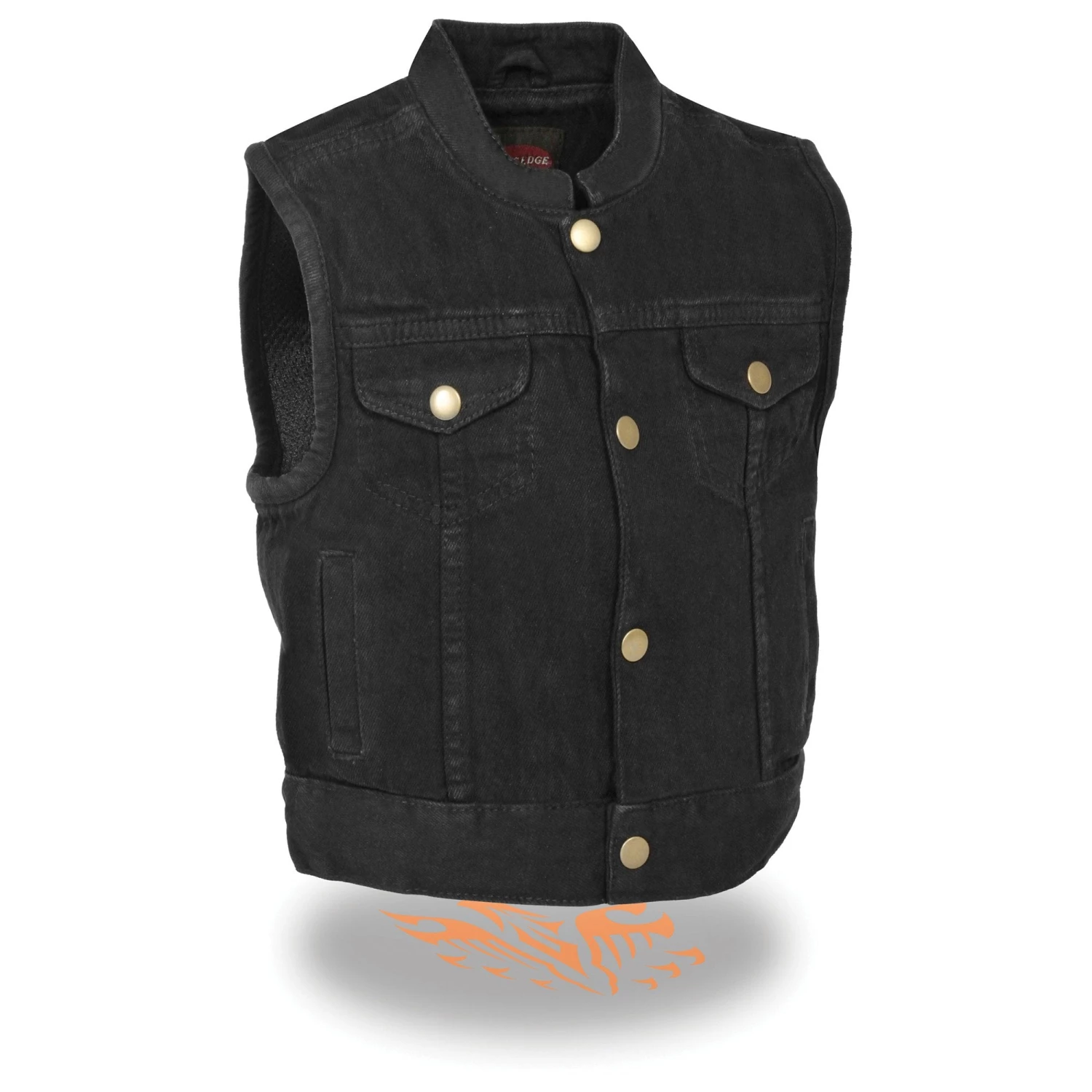 Milwaukee Leather MDK3920 Kids Black Denim Club Style Snap Front Vest Kid's Gear