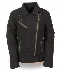 Motorcycle Jackets Milwaukee Leather MDL2000 Ladies Black Denim Jacket With Studded Spikes