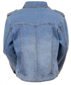 Milwaukee Leather MDL2000 Women's Blue Denim Jacket With Studded Spikes Motorcycle Jackets
