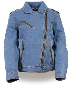 Milwaukee Leather MDL2000 Women's Blue Denim Jacket With Studded Spikes Motorcycle Jackets