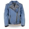 Milwaukee Leather MDL2000 Women's Blue Denim Jacket With Studded Spikes Motorcycle Jackets