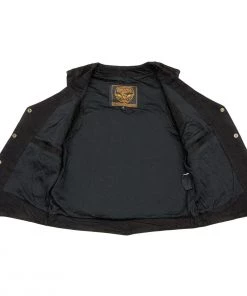 Milwaukee Leather MDL4000 Women's Black Plain Side 3 Snap Front Denim Vest Motorcycle Vests