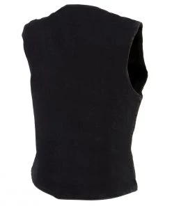 Milwaukee Leather MDL4000 Women's Black Plain Side 3 Snap Front Denim Vest Motorcycle Vests