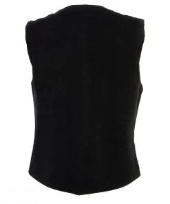 Milwaukee Leather MDL4000 Women's Black Plain Side 3 Snap Front Denim Vest Motorcycle Vests