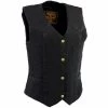 Milwaukee Leather MDL4000 Women's Black Plain Side 3 Snap Front Denim Vest Motorcycle Vests