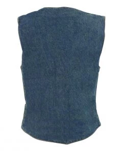 Motorcycle Vests Milwaukee Leather MDL4000 Women's Blue Plain Side 4 Snap Front Denim Vest