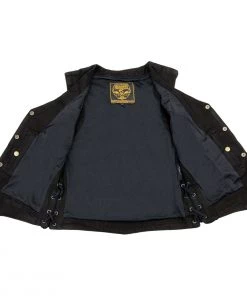 Milwaukee Leather MDL4001 Women's Black Side Lace 4 Snap Front Denim Vest