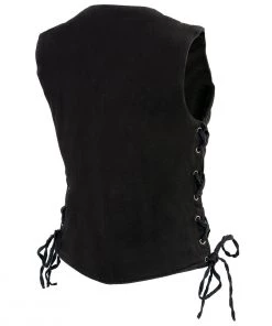 Milwaukee Leather MDL4001 Women's Black Side Lace 4 Snap Front Denim Vest