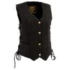 Milwaukee Leather MDL4001 Women's Black Side Lace 4 Snap Front Denim Vest