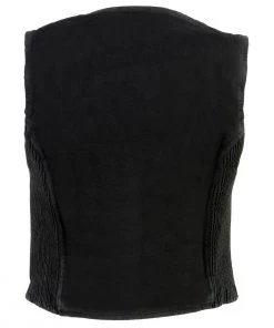 Milwaukee Leather MDL4010 Women's Black Zipper Front Denim Vest With Side Stretch