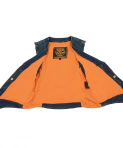 Milwaukee Leather MDL4010 Women's Blue Zipper Front Denim Vest With Side Stretch Motorcycle Vests