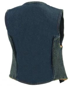 Milwaukee Leather MDL4010 Women's Blue Zipper Front Denim Vest With Side Stretch Motorcycle Vests