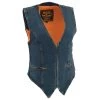 Milwaukee Leather MDL4010 Women's Blue Zipper Front Denim Vest With Side Stretch Motorcycle Vests