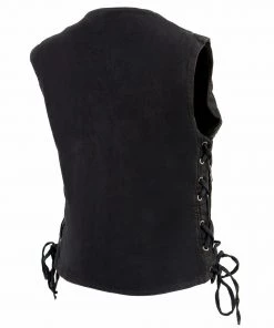 Milwaukee Leather MDL4020 Women's Classic Black ‘6 Pocket’ Side Lace Denim Vest