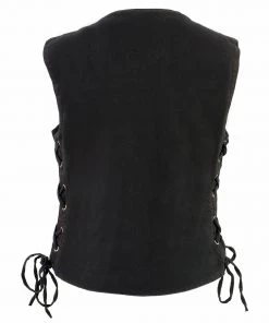 Milwaukee Leather MDL4020 Women's Classic Black ‘6 Pocket’ Side Lace Denim Vest