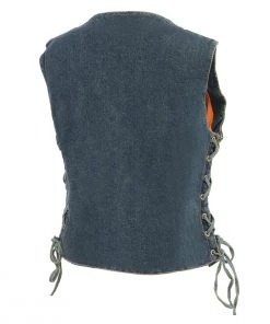 Milwaukee Leather MDL4020 Women's Classic Blue ‘6 Pocket’ Side Lace Denim Vest