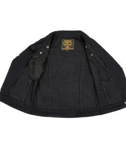 Motorcycle Vests Milwaukee Leather MDL4030 Women's Zipper Front Black Denim Vest With Studded Spikes