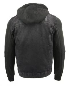 Milwaukee Leather MDM1000 Men's Black Denim Jacket With Removable Hoodie Motorcycle Jackets