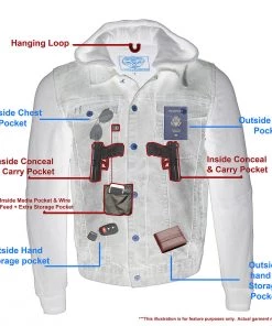 Milwaukee Leather MDM1000 Men's Blue Denim Jacket With Removable Hoodie Motorcycle Jackets